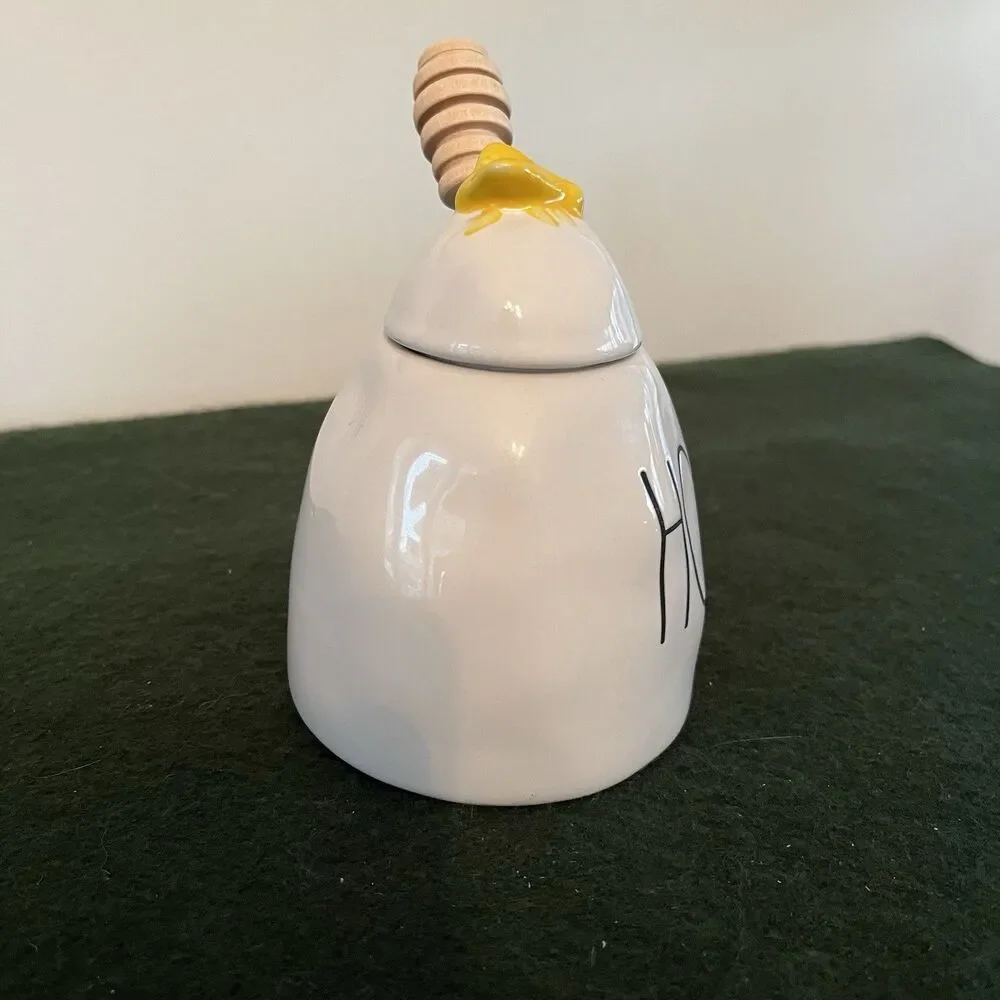 Bumble Bee Rae Dunn By Magenta Bee Ceramic Honey Pot With Wooden Dipper